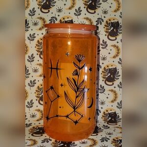 Celestial Orange Glass Jar